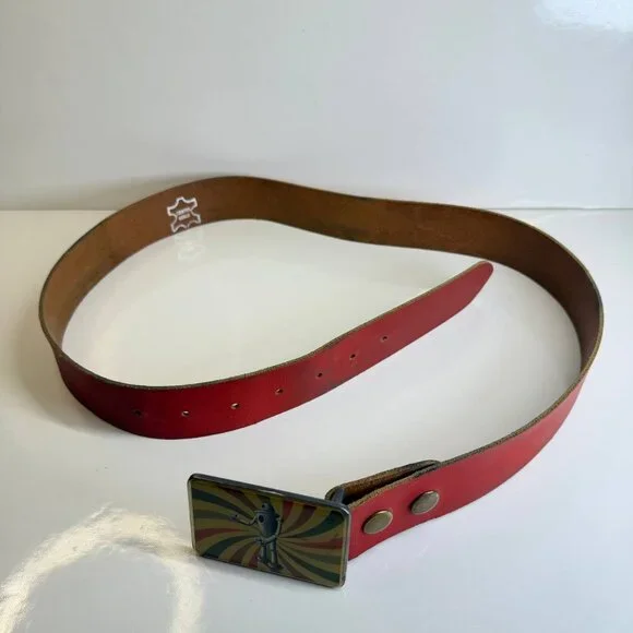 Bebelt Germany Leather Belt Size 36 – Graphic Buckle – Genuine Leather - Picture 8 of 11